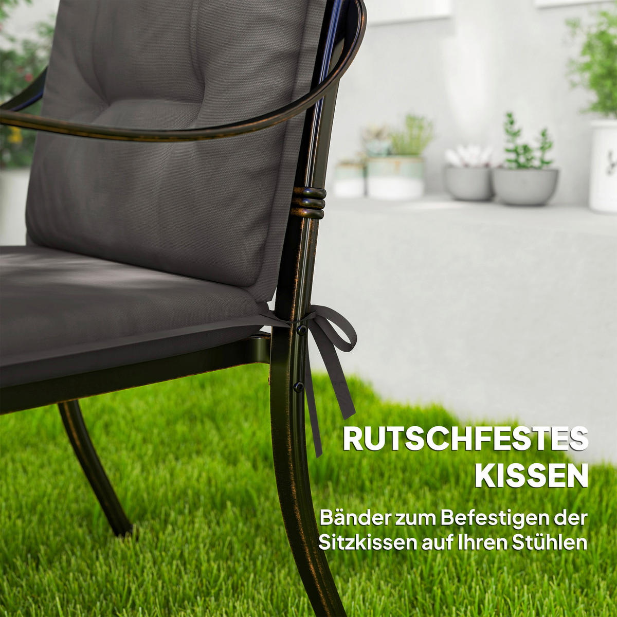 Outsunny Sitzkissen 4er Set dunkelgrau Polyester B/H/L: ca. 50x5x108 cm Sitzkissen 4er Set - dunkelgrau (108,00/50,00/5,00cm) - Outsunny
