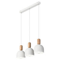 Lamkur Hängeleuchte Eiche weiß Stahl Holz B/H/L: ca. 15,5x85x59 cm E27 3 Brennstellen Alma - Eiche/weiß (59,00/15,50/85,00cm) - Lamkur