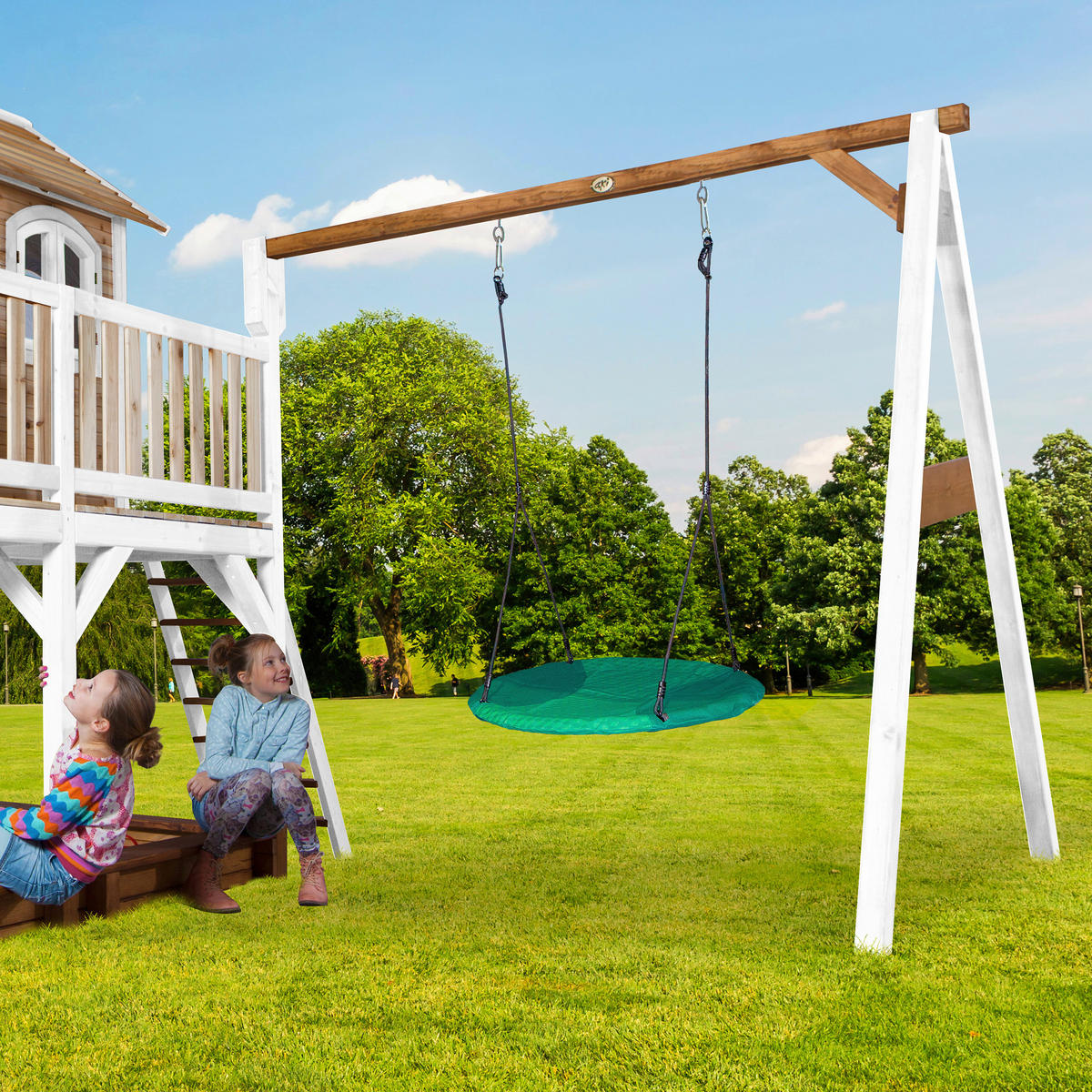 AXI Spielhaus Liam braun B/H/L: ca. 541x291x277 cm Liam - braun/weiß (277,00/541,00/291,00cm) - AXI