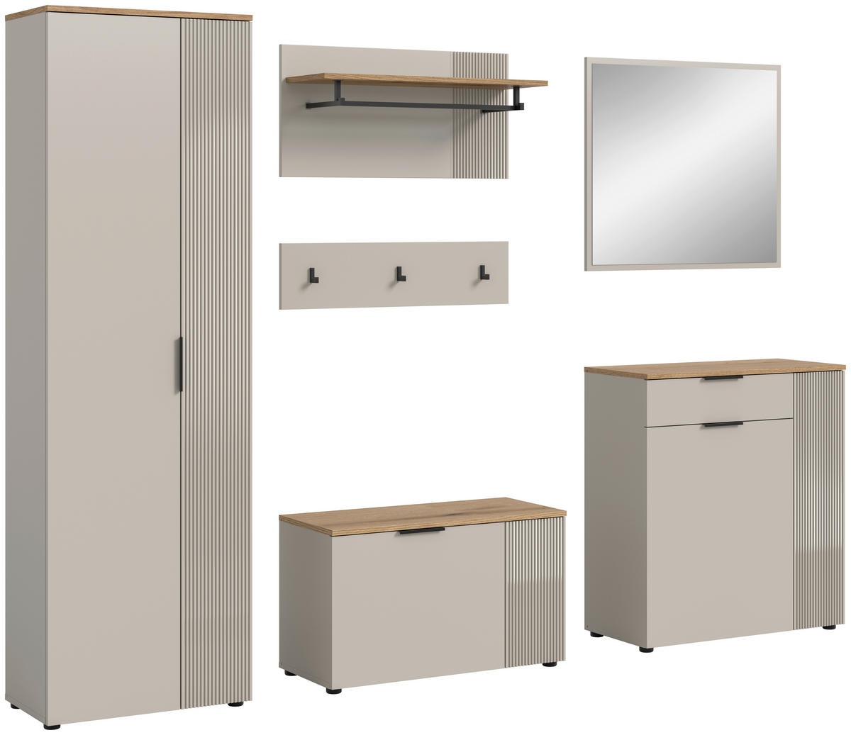 Garderobe Slide Kaschmirgrau Nachbildung Evoke Oak Nachbildung B/H/T: ca. 250x190x36 cm Slide - (250,00/190,00/36,00cm) - xonox.home