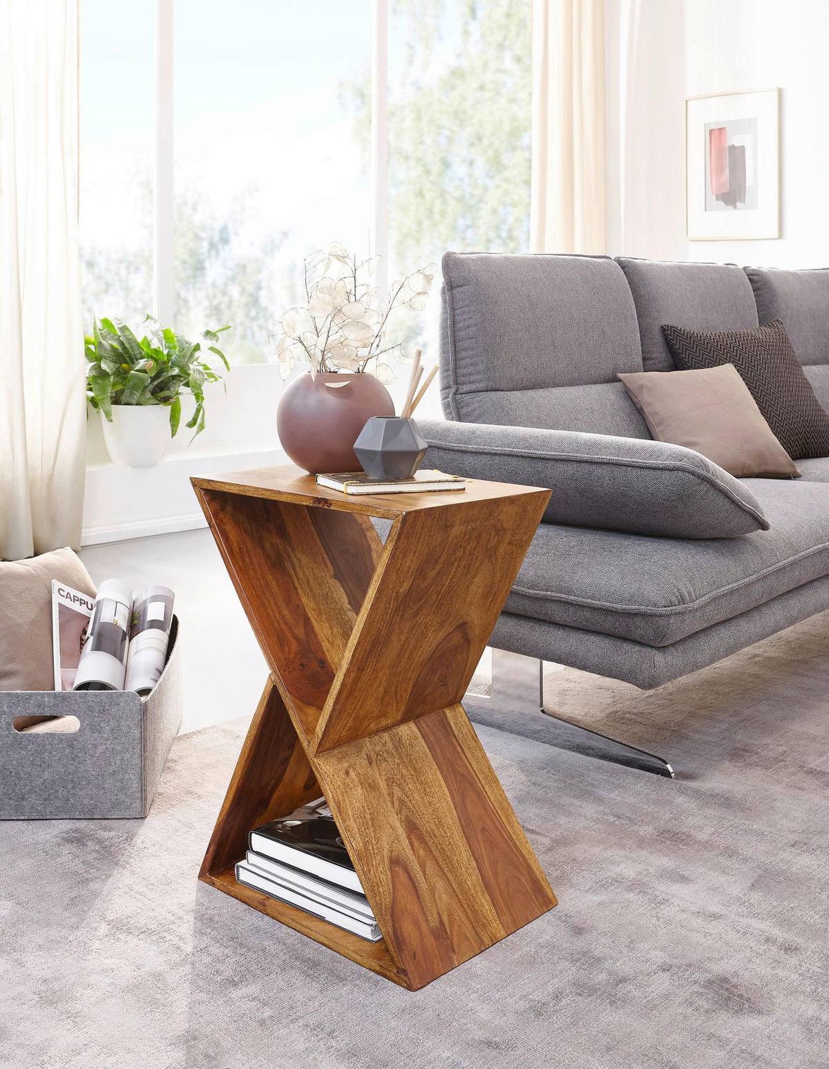 Beistelltisch rosenholz Nachbildung Holz B/H/T: ca. 43x60x30 cm Beistelltisch - rosenholz (43,00/60,00/30,00cm) - Wohnling