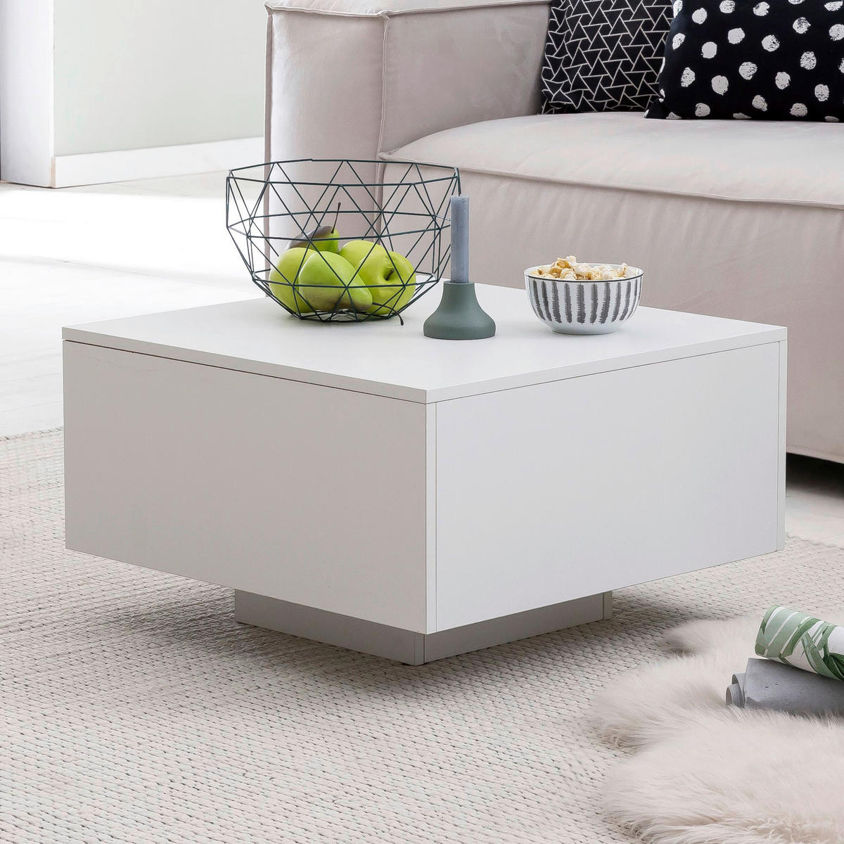 Couchtisch weiß B/H/T: ca. 60x35,5x60 cm Couchtisch - weiß (60,00/35,50/60,00cm) - Wohnling