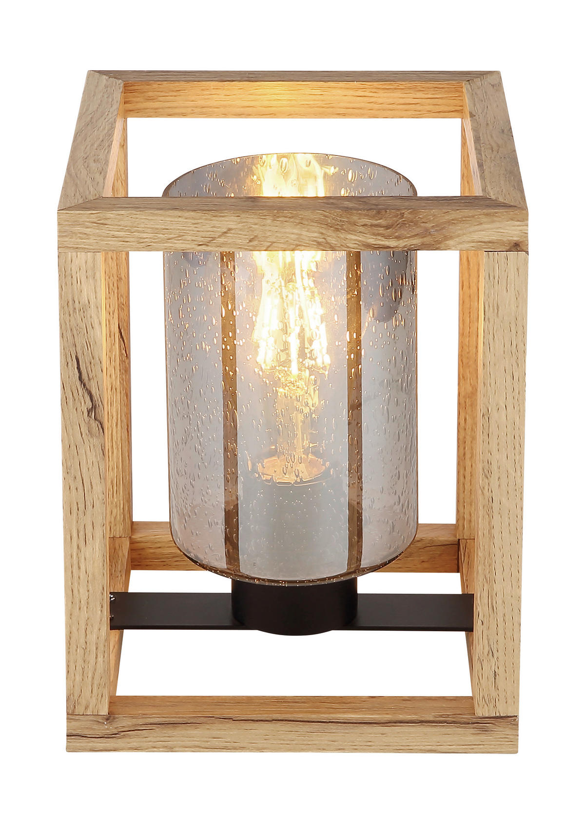 GLOBO Tischleuchte dunkelbraun schwarz Rauch Metall Glas B/H/L: ca. 17x22x17 cm E27 1 Brennstellen Pettey - dunkelbraun/schwarz (17,00/17,00/22,00cm) - GLOBO