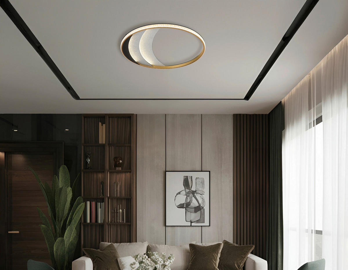 GLOBO Deckenleuchte gold klar schwarz Metall Kunststoff Aluminium H/D: ca. 6x52 cm 1 Brennstellen Constance - gold/klar (52,00/6,00cm) - GLOBO