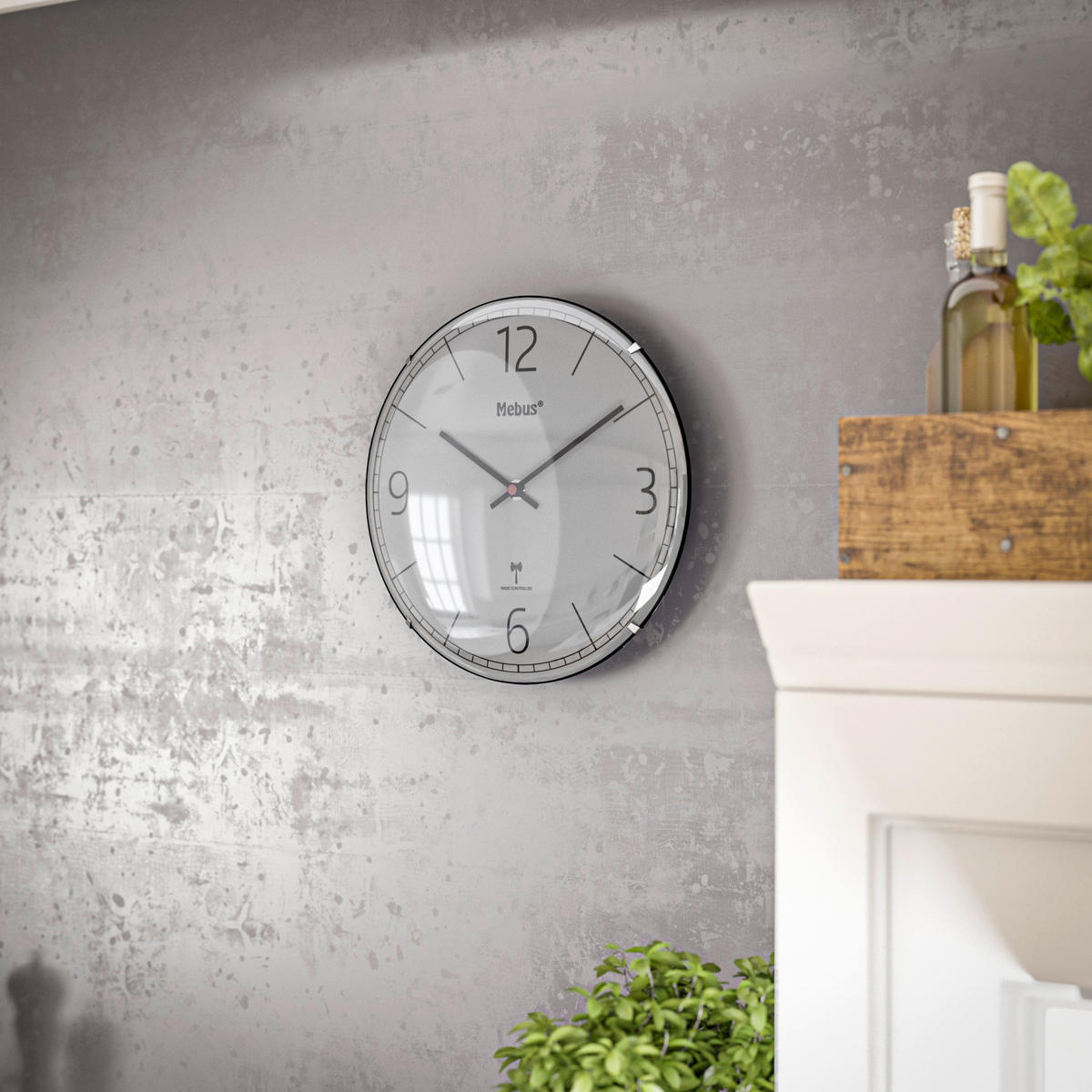 Mebus Wanduhr grau D: ca. 30 cm Wanduhr_Funk - grau (30,00cm) - Mebus