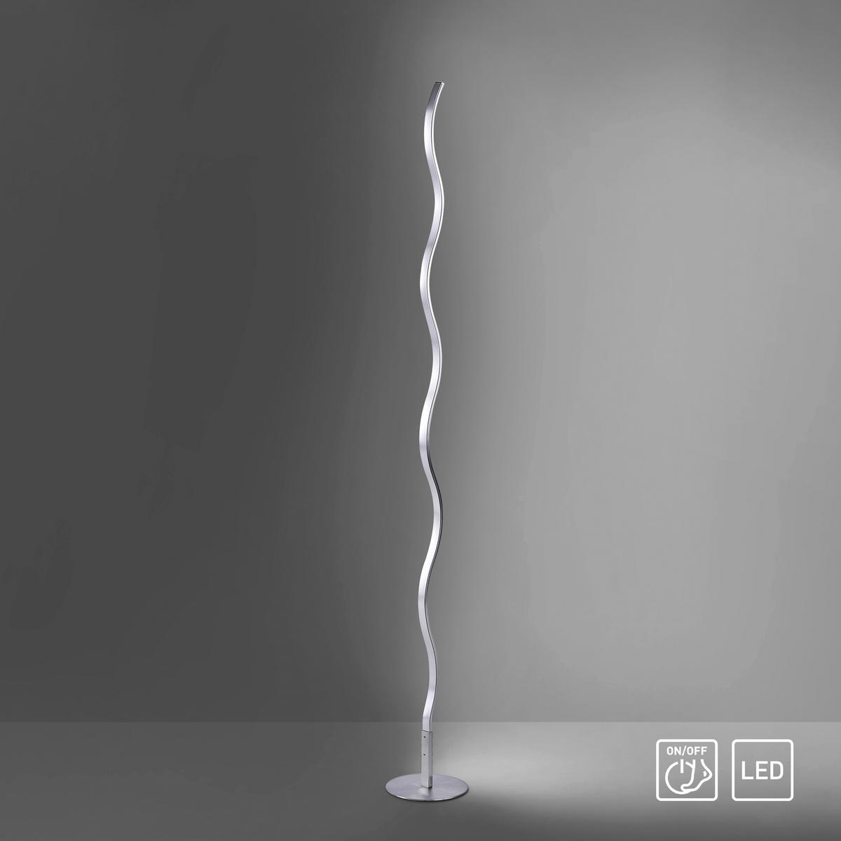 Just Light LED-Stehleuchte WAVE 15168-55 weiß stahlfarbig Metall Kunststoff B/H/T: ca. 14x120x14 cm 1 Brennstellen WAVE - weiß/stahlfarbig (14,00/120,00/14,00cm) - Just Light