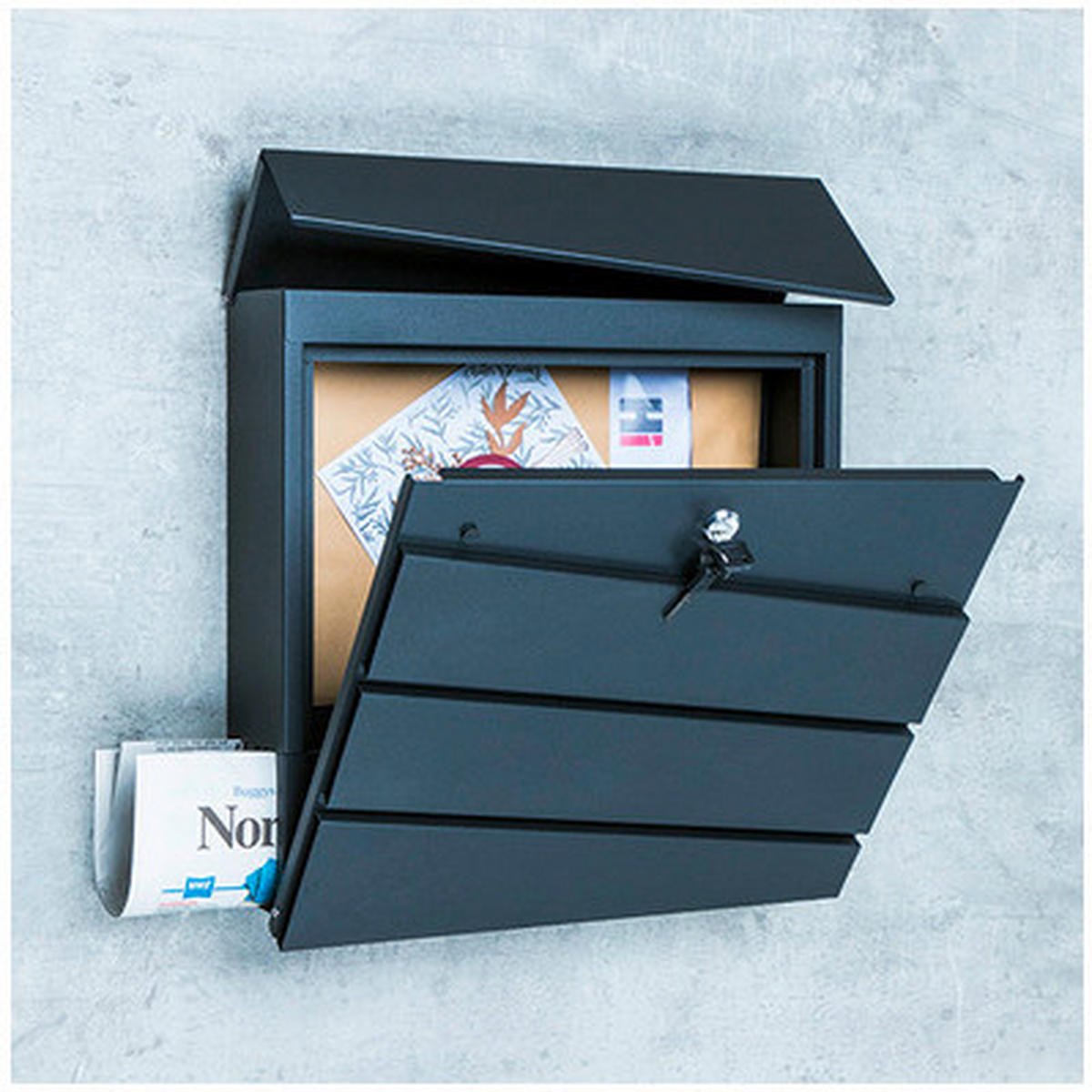 Briefkasten schwarz B/H/T: ca. 37x37x10,5 cm Briefkasten - schwarz (37,00/37,00/10,50cm)