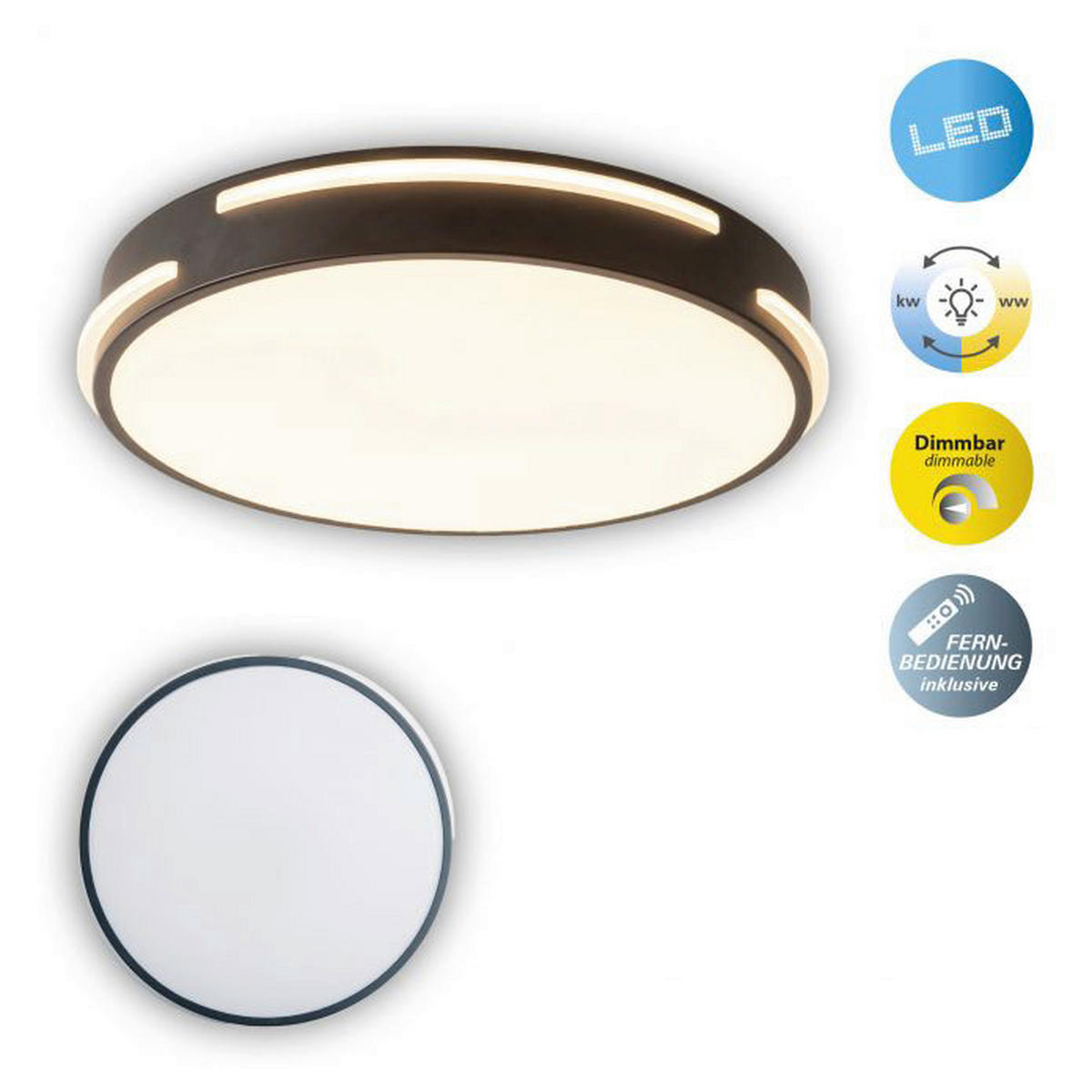 Näve Leuchten LED Deckenleuchte NV1378022 weiß Metall Kunststoff D: ca. 40 cm null 1 Brennstellen Ventura - weiß (40,00cm) - Näve Leuchten