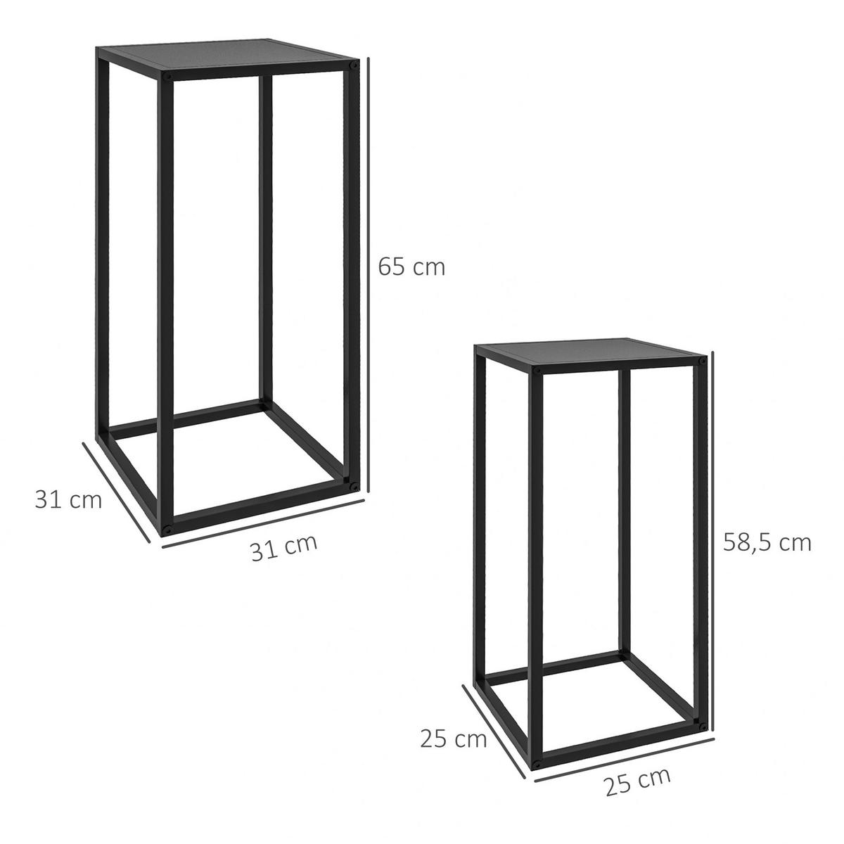 Outsunny Blumenständer schwarz Stahl B/H/L: ca. 31x65x31 cm Blumenständer - schwarz (31,00/31,00/65,00cm) - Outsunny