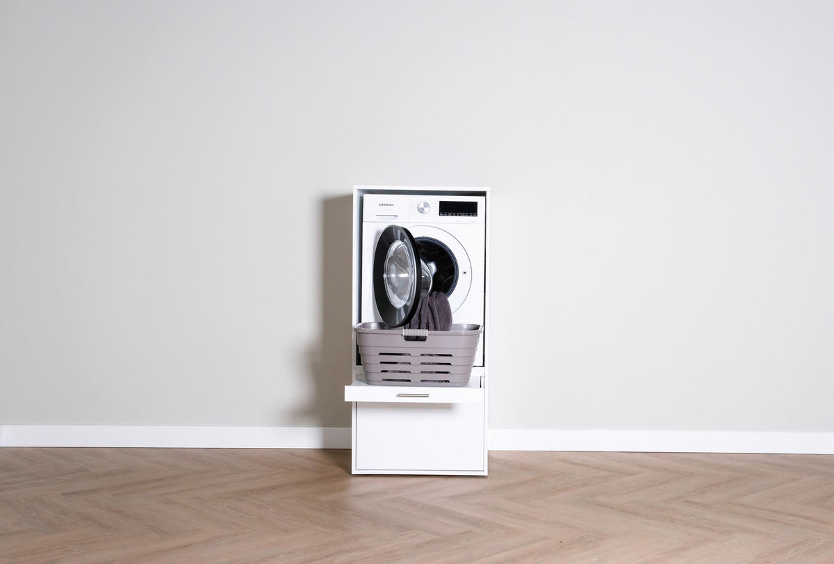 Washcab Waschmaschinenschrank weiß Holz Waschmaschinenschrank WCBA142 - weiß - Washcab