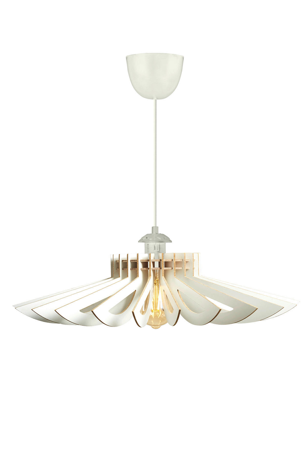 Opviq Pendelleuchte weiß MDF B/H/L: ca. 68x50x68 cm E27 1 Brennstellen Pendelleuchte_157 - weiß (68,00/68,00/50,00cm) - Opviq