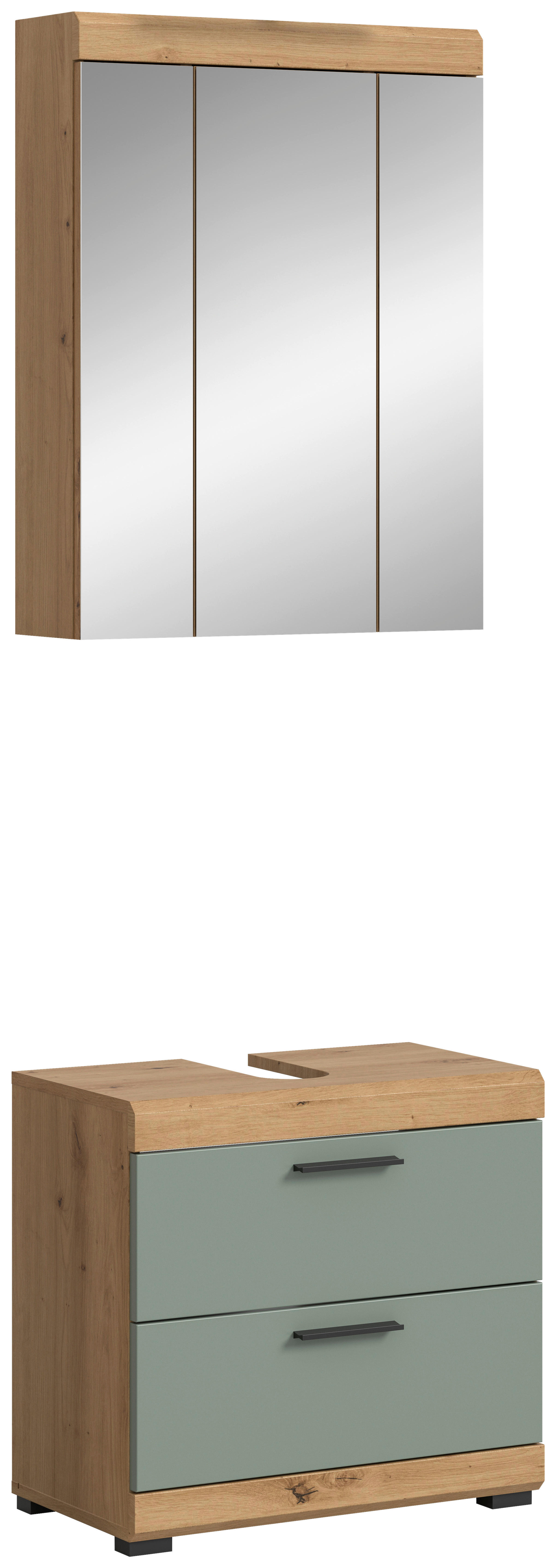 Badezimmer-Set Scout Eiche Artisan Nachbildung salbei Nachbildung B/H/T: ca. 60x191x37 cm Scout - Eiche/salbei (60,00/191,00/37,00cm) - xonox.home