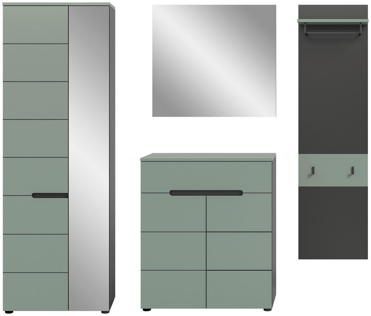 Garderobe Canu grün basaltgrau Nachbildung B/H/T: ca. 220x190x37 cm Canu - basaltgrau/grün (220,00/190,00/37,00cm) - xonox.home