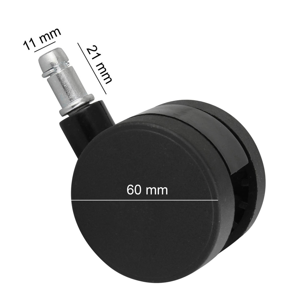 Zubehör schwarz Kunststoff B/H/T: ca. 6x6x6 cm Teppichbodenrollen - schwarz (6,00/6,00/6,00cm) - Amstyle