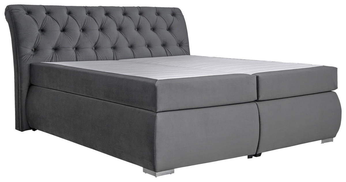 Boxspringbett Agnes dunkelgrau Liegefläche B/L: ca. 180x200 cm Agnes - dunkelgrau (198,00/116,00/237,00cm)
