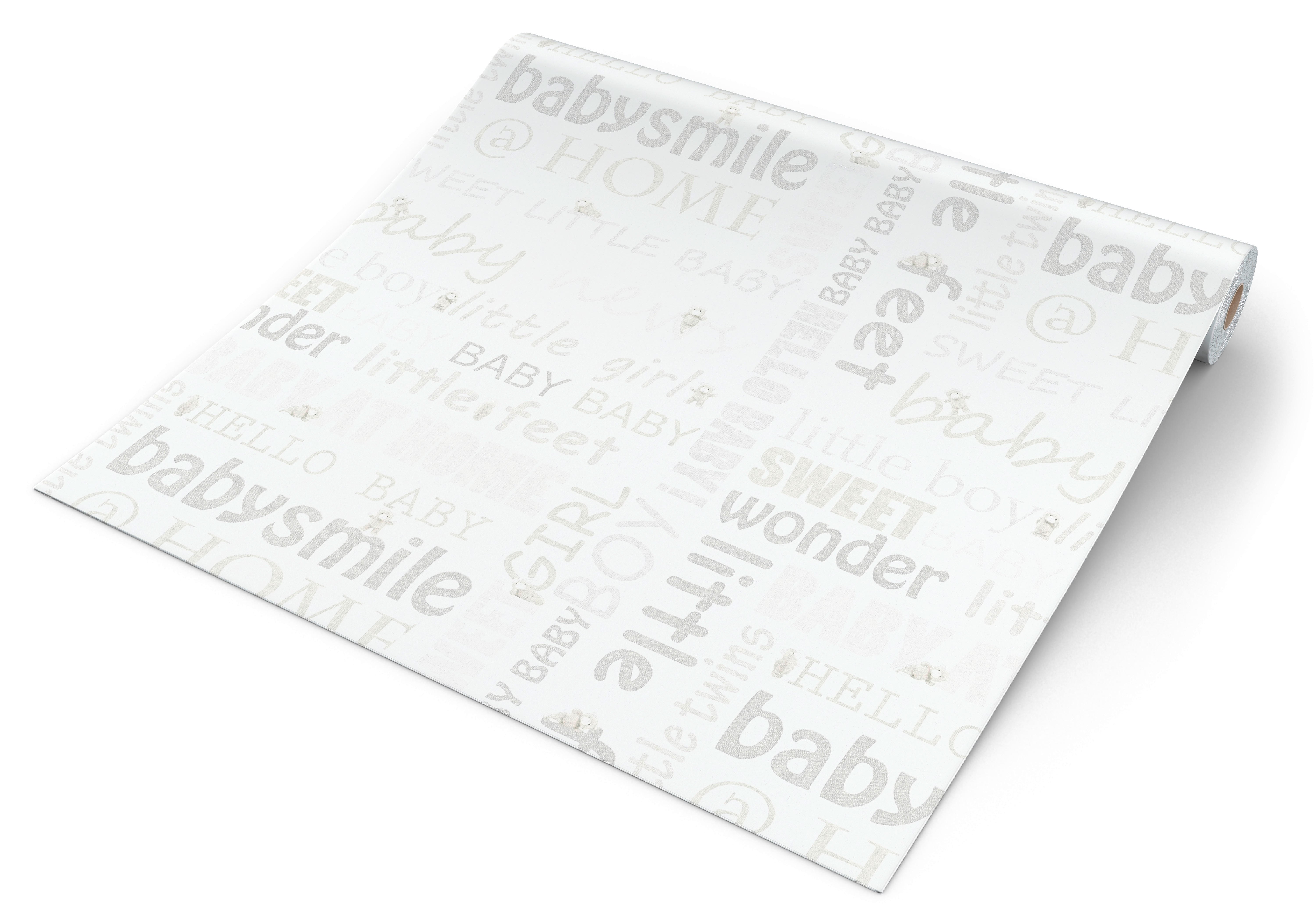 Vliestapete Schrift beige lindgrün B/L: ca. 53x1005 cm Vliestapete_35847-2 - beige/lindgrün (53,00/1005,00cm)