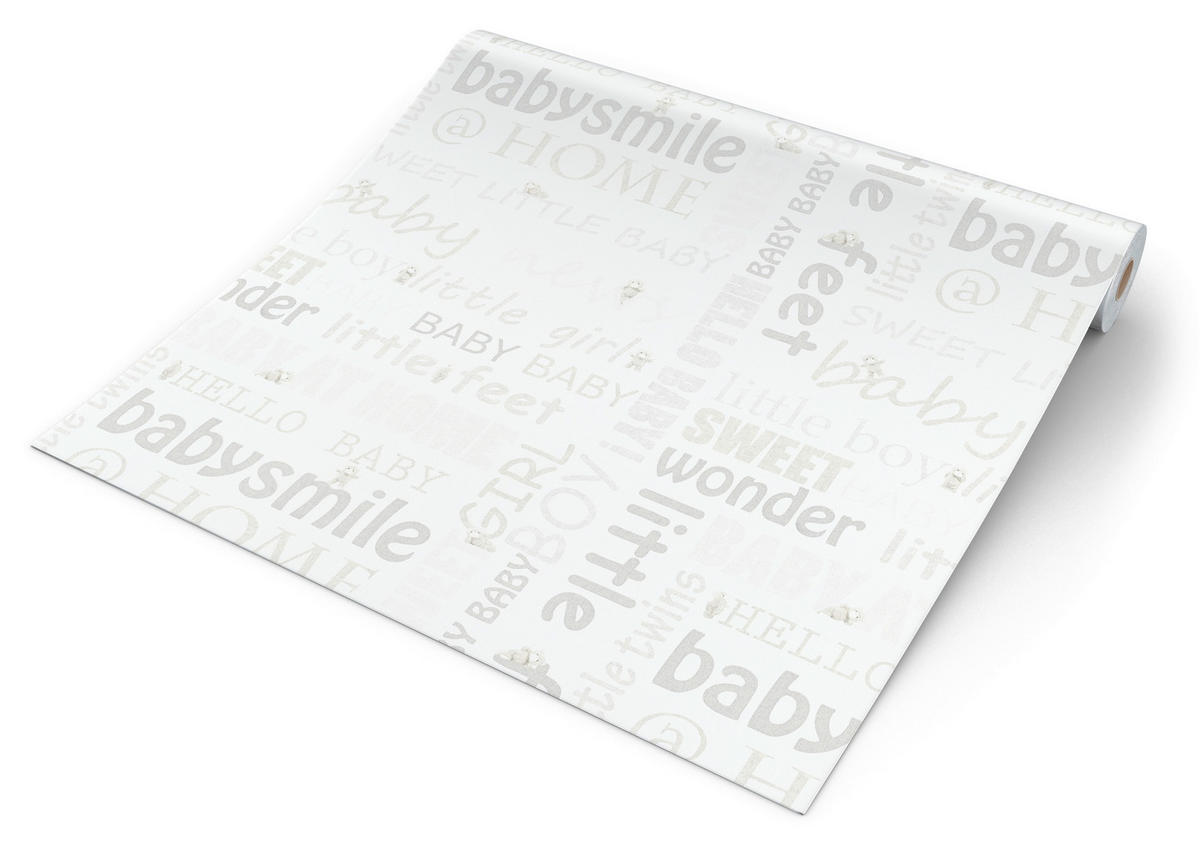 Vliestapete Schrift beige lindgrün B/L: ca. 53x1005 cm Vliestapete_35847-2 - beige/lindgrün (53,00/1005,00cm)