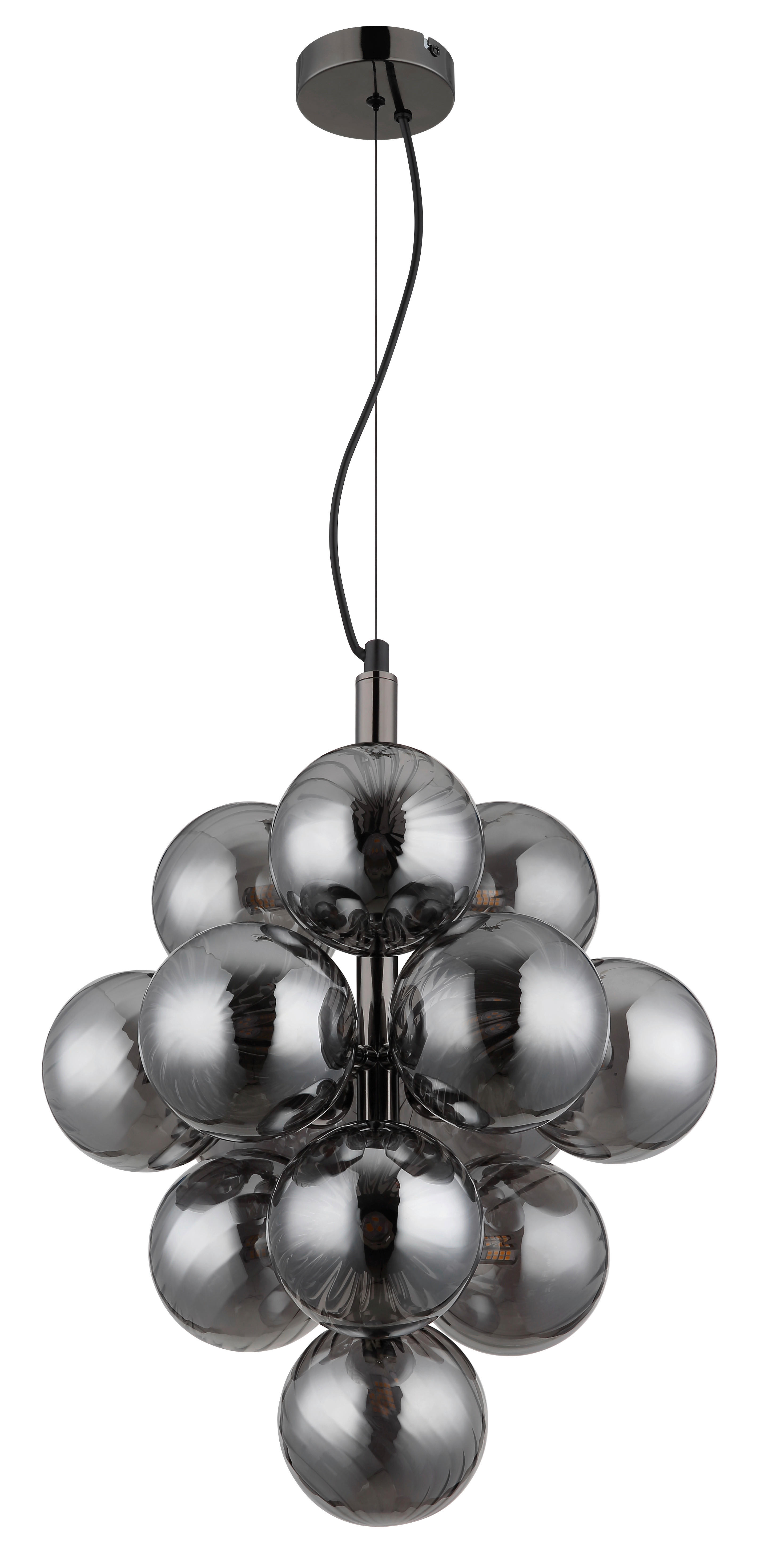 GLOBO LED-Pendelleuchte schwarz Chrom Rauch Glas Metall H/D: ca. 120x39,5 cm 13.0 Brennstellen CONOR - schwarz/Rauch (39,50/120,00cm) - GLOBO