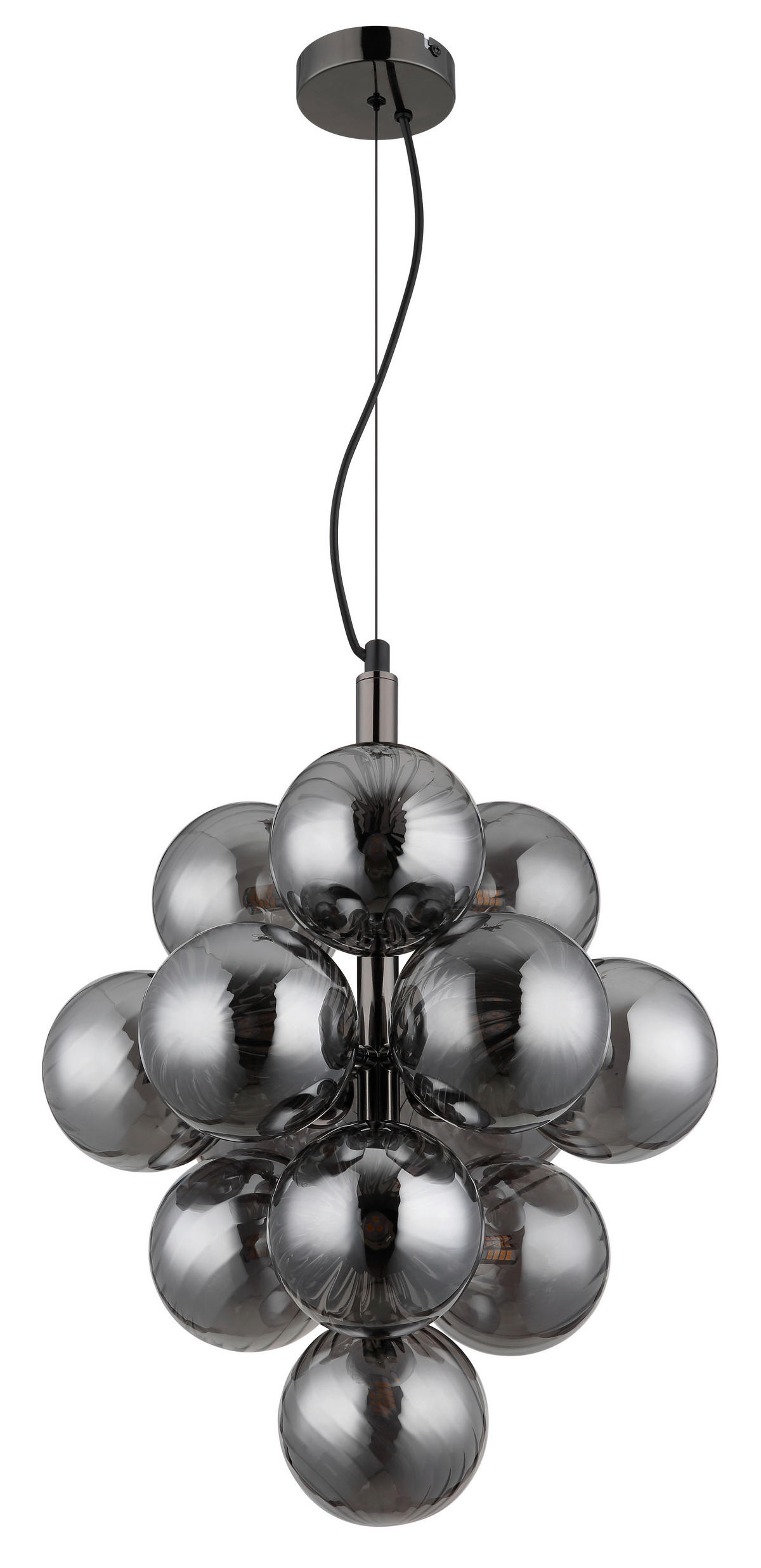 GLOBO LED-Pendelleuchte schwarz Chrom Rauch Glas Metall H/D: ca. 120x39,5 cm 13.0 Brennstellen CONOR - schwarz/Rauch (39,50/120,00cm) - GLOBO