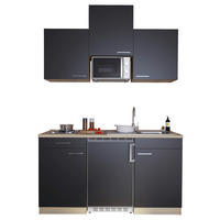 Respekta Singleküche Economy schwarz matt B/H/T: ca. 150x200x60 cm Economy - Eiche/schwarz (150,00/200,00/60,00cm) - Respekta