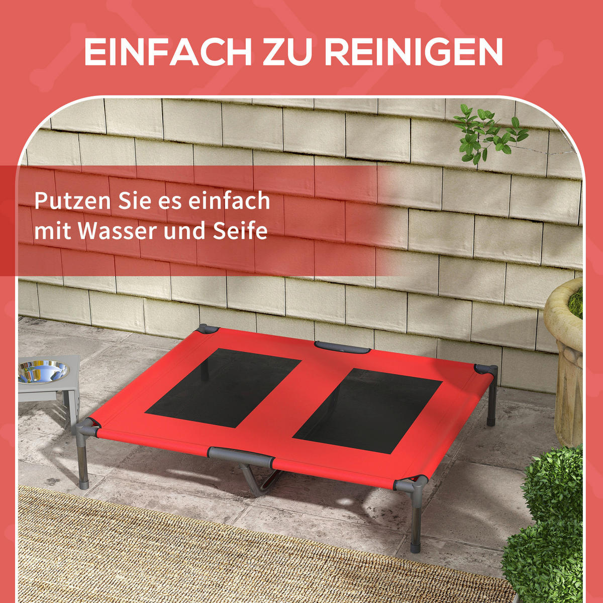 PawHut Hundeliege rot Metall B/H/L: ca. 76x18x92 cm Hundeliege - rot (92,00/76,00/18,00cm) - PawHut