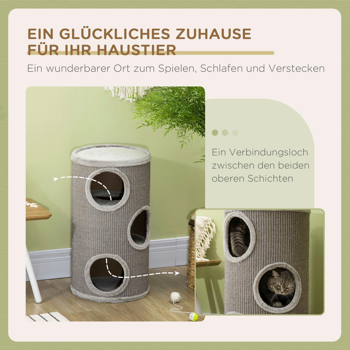 PawHut Tier-Zubehör hellgrau Edelstahl B/H/L: ca. 38x38x70 cm Kratztonne - hellgrau (70,00/38,00/38,00cm) - PawHut