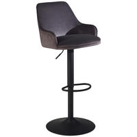 Barhocker grau schwarz Samt Eisen B/H/T: ca. 45x106x45 cm Barhocker - schwarz/grau (45,00/106,00/45,00cm) - Wohnling