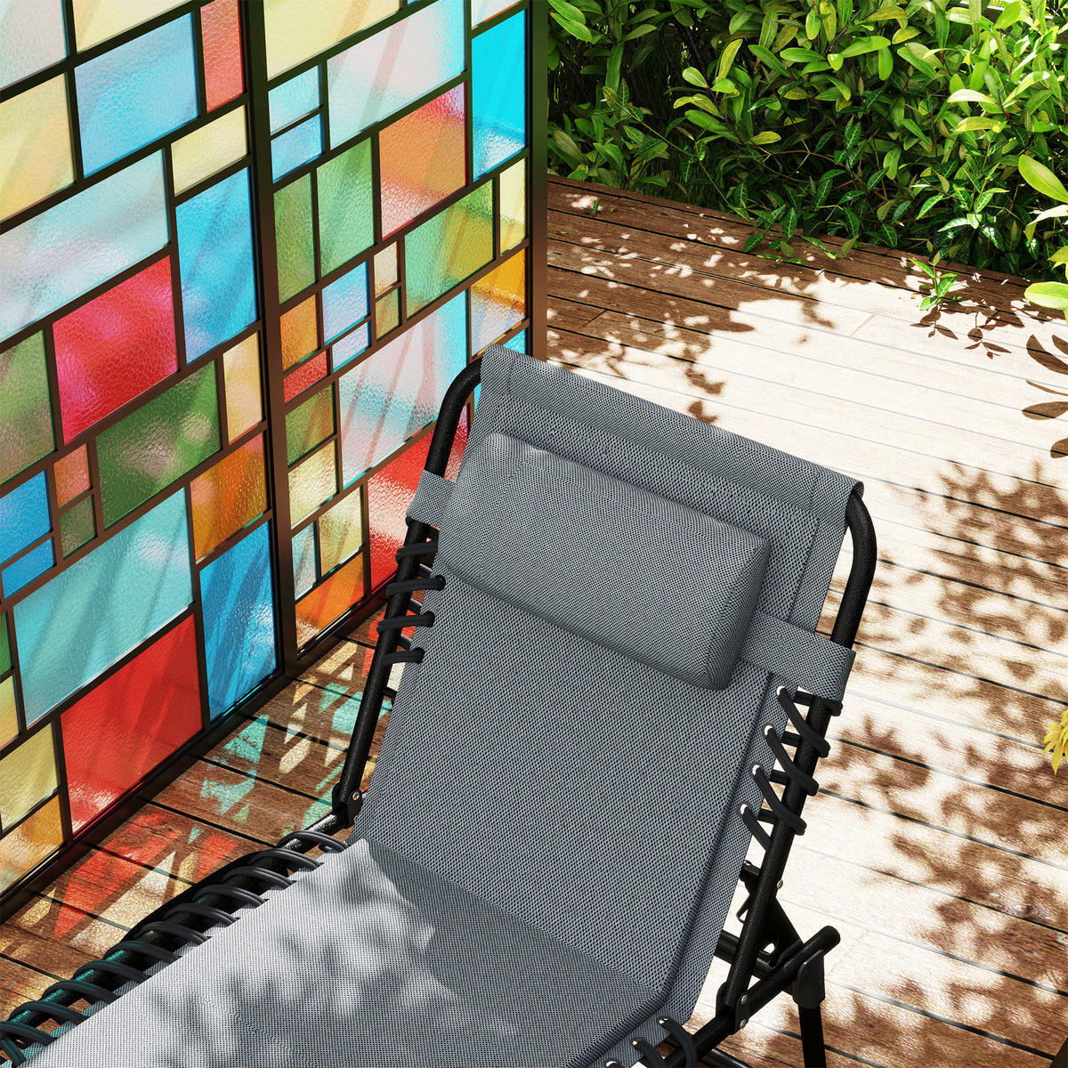 Outsunny Sonnenliege dunkelgrau Stahl B/H/L: ca. 68x36x189 cm Sonnenliege - dunkelgrau (189,00/68,00/36,00cm) - Outsunny