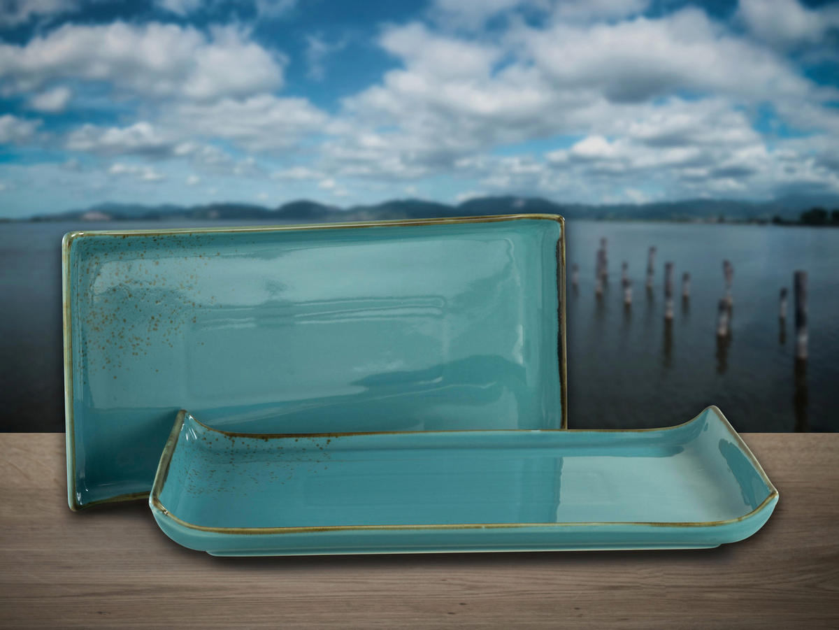 CreaTable Servierplatte NATURE COLLECTION türkis Steinzeug B/L: ca. 165x33 cm NATURE COLLECTION - türkis (165,00/33,00cm) - CreaTable