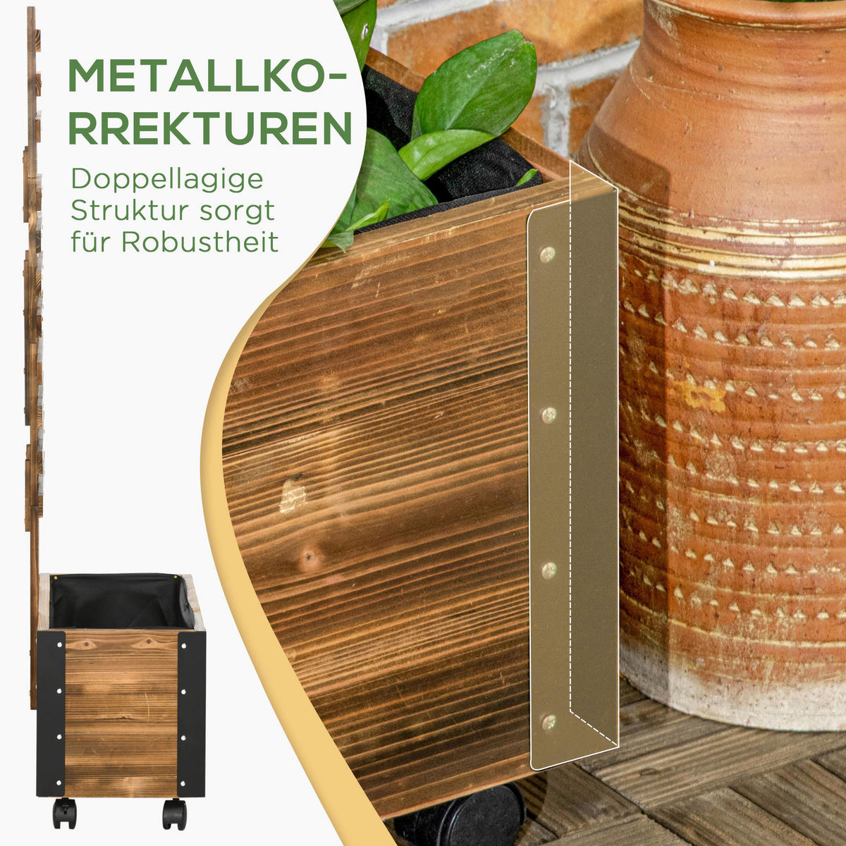 Outsunny Blumenkasten mit Rankhilfe Blumenkasten_mit_Rankhilfe - grau (65,00/31,00/147,00cm) - Outsunny