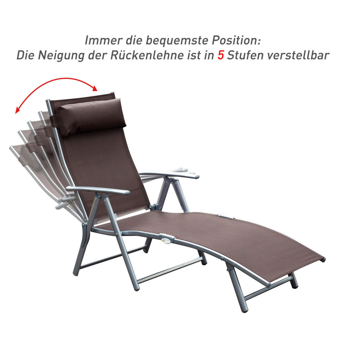 Outsunny Gartenliege braun Stoff B/H/L: ca. 635x100,5x137 cm Gartenliege - braun (137,00/635,00/100,50cm) - Outsunny