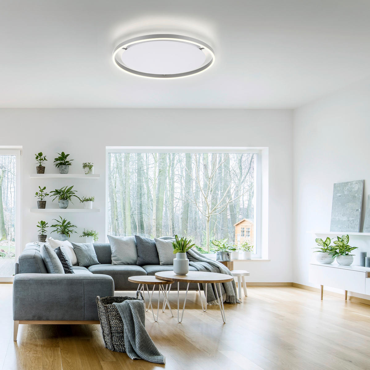 Just Light LED-Deckenleuchte RITUS 15392-95 weiß Alu Metall H/D: ca. 5,3x58,5 cm 1 Brennstellen RITUS - weiß/Alu (58,50/5,30cm) - Just Light