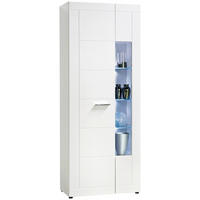 Standvitrine Atlanta weiß weiß Hochglanz B/H/T: ca. 75x194x40 cm Atlanta - weiß/silber (75,00/194,00/40,00cm)