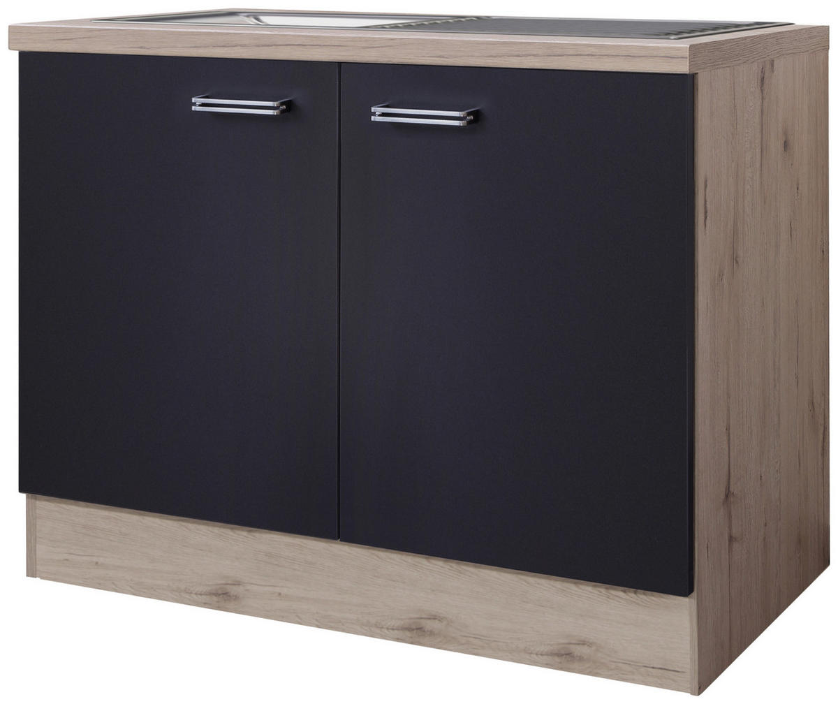 Spülenschrank Elva anthrazit B/H/T: ca. 100x86x60 cm Elva - Eiche/anthrazit (100,00/86,00/60,00cm) - Flex-Well