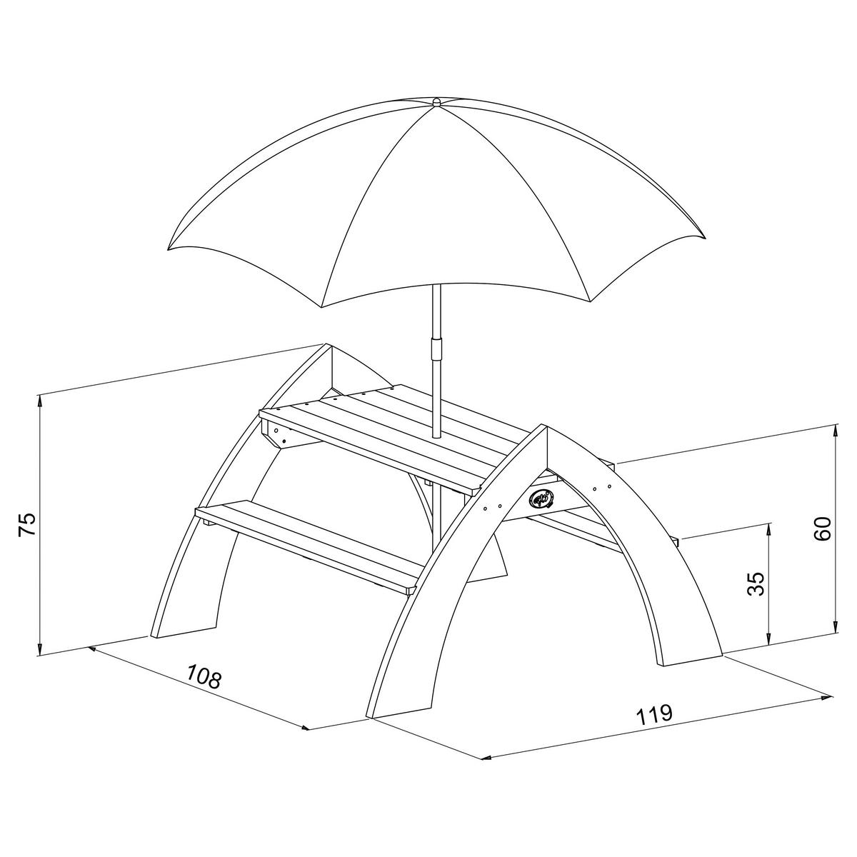 AXI Picknicktisch Kylo XL grau Holz B/H/T: ca. 119x75x108 cm Kylo XL - blau/weiß (119,00/75,00/108,00cm) - AXI