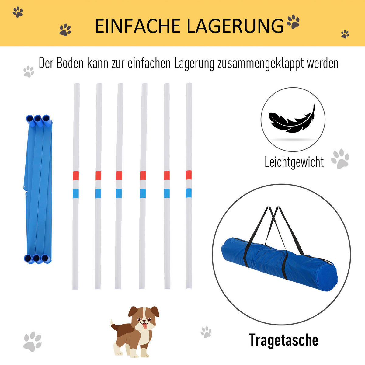 PawHut Hunde-Agility-Set blau Kunststoff B/H/L: ca. 60x94x305 cm Hunde-Agility-Set - blau/weiß (305,00/60,00/94,00cm) - PawHut
