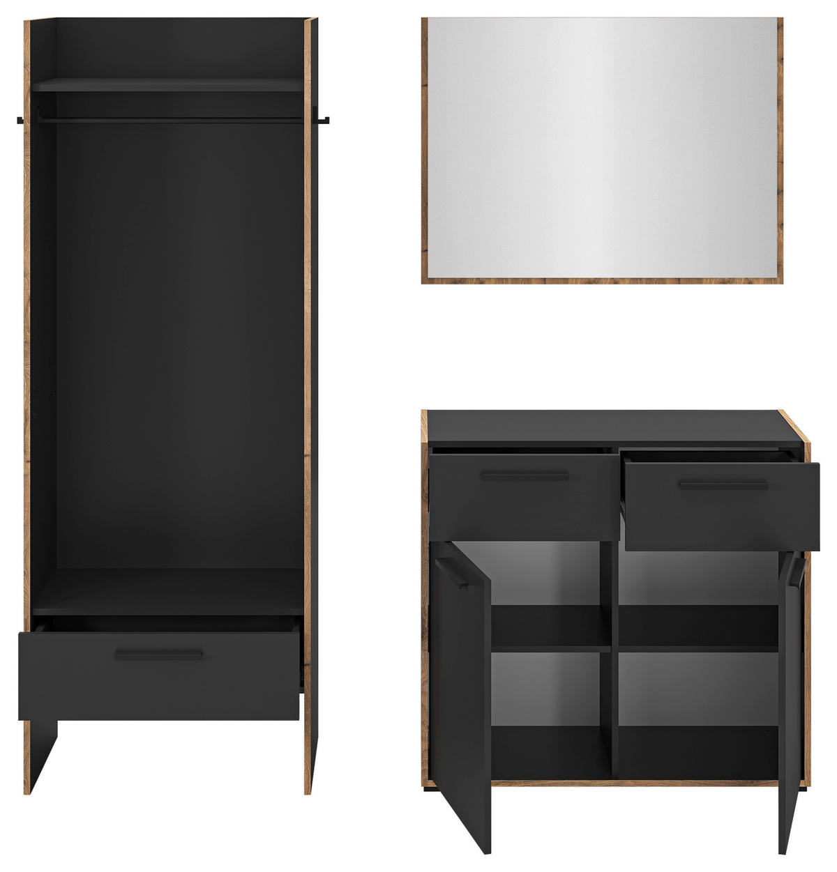 Garderobe Bueno Basalt Nox Oak Nachbildung B/H/T: ca. 180x189x37 cm Bueno - Basalt (180,00/189,00/37,00cm) - xonox.home