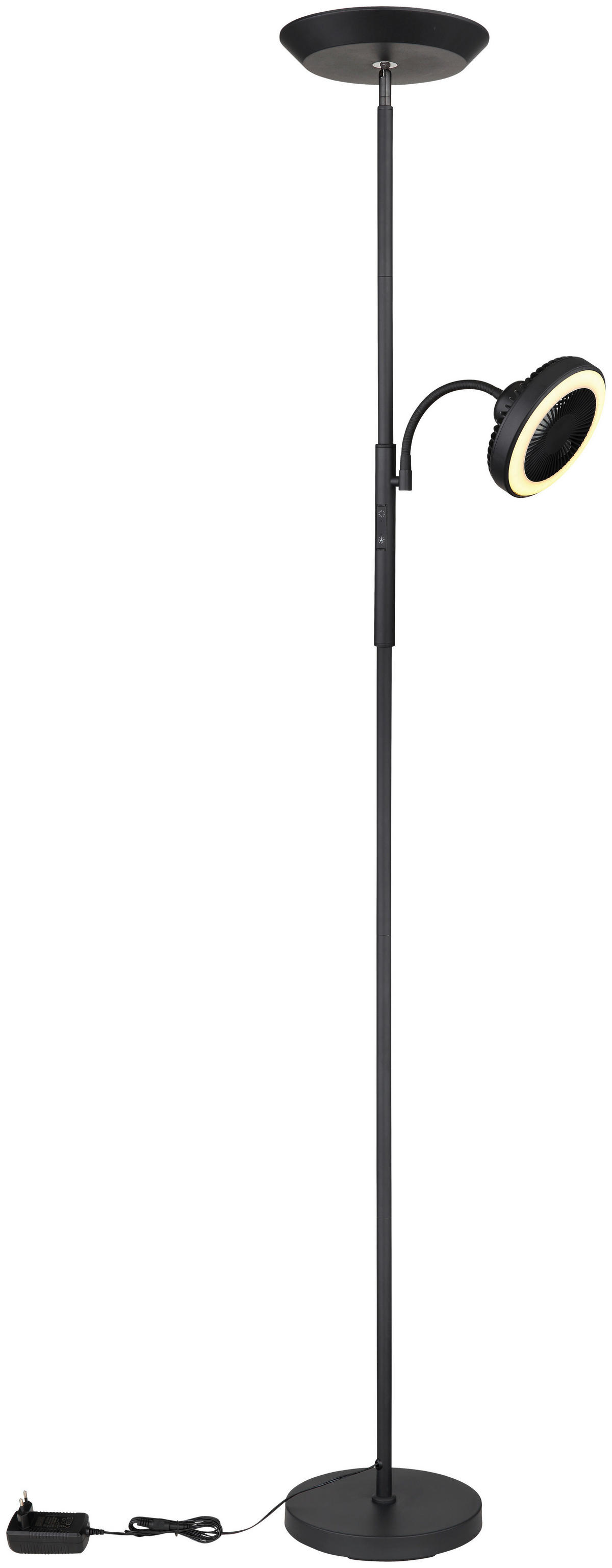 GLOBO Deckenfluter mattschwarz Chrom Metall Kunststoff B/H/T: ca. 25x178x33,7 cm DAVYD - Chrom/mattschwarz (25,00/178,00/33,70cm) - GLOBO