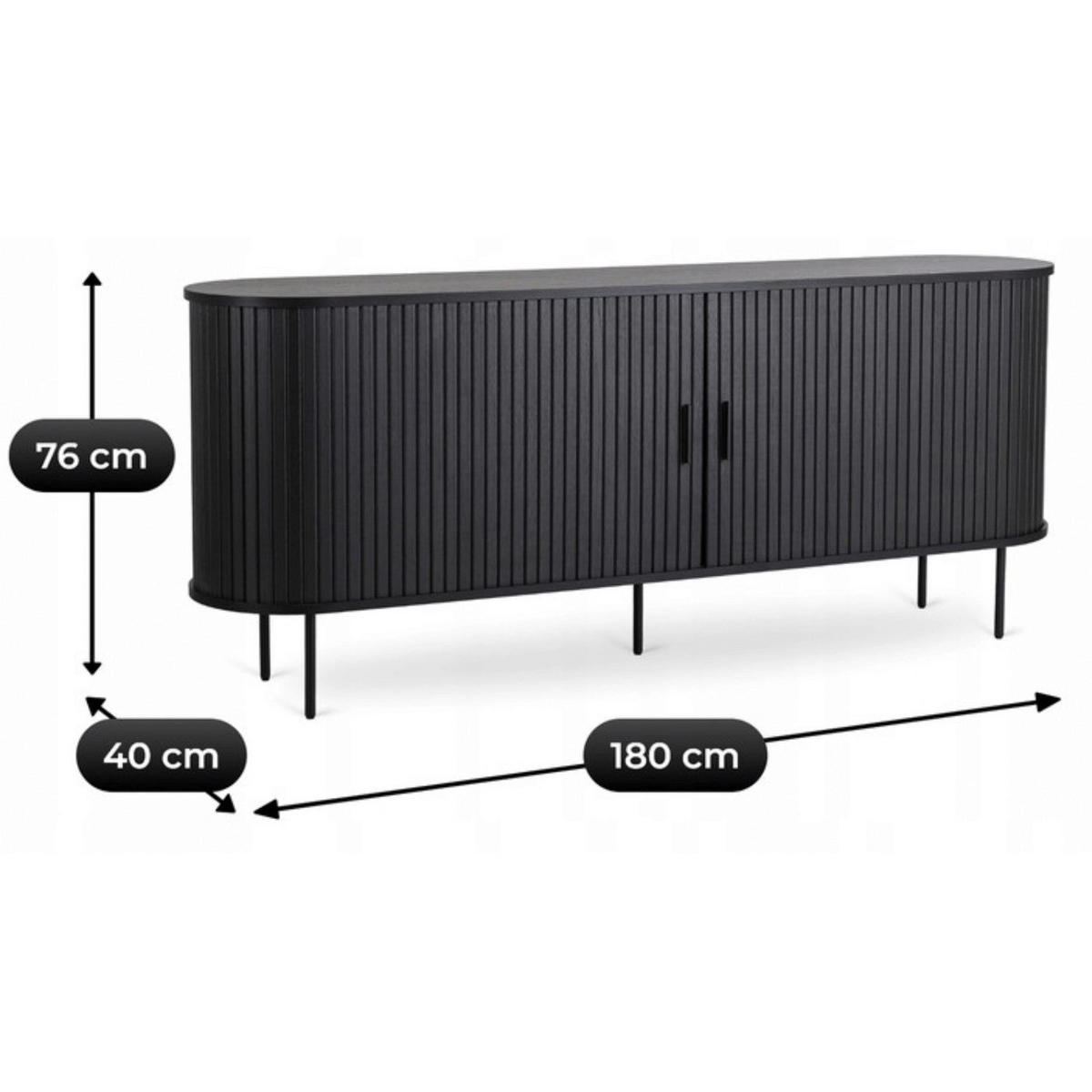 Kommode SELVA schwarz B/H/T: ca. 180x76x40 cm SELVA - schwarz (180,00/76,00/40,00cm) - WIPMEB