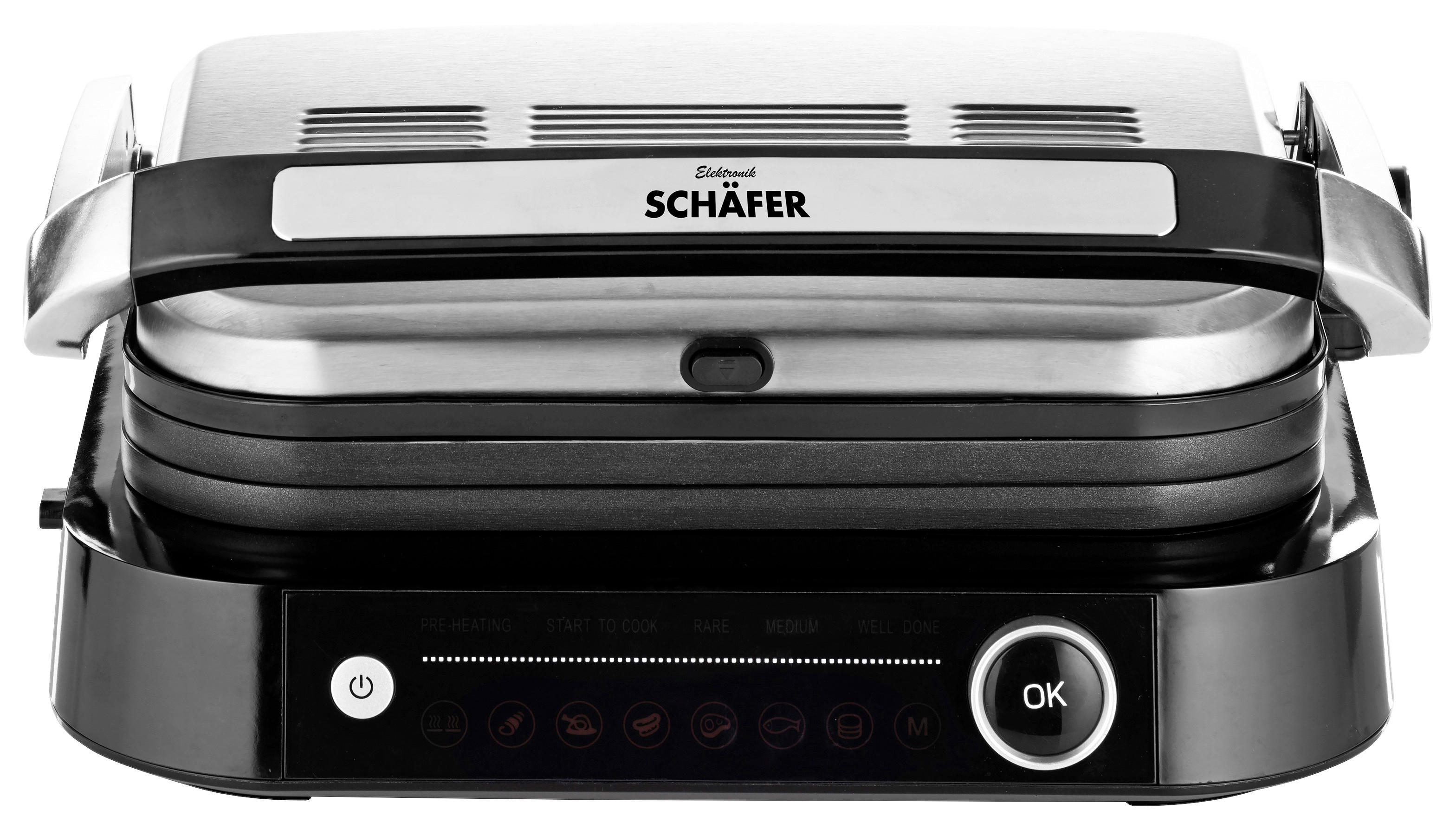 SCHÄFER Kontaktgrill Kunststoff B/H/L: ca. 22x43x38 cm Kontaktgrill_mit_7_Funktionen_LED - schwarz (38,00/22,00/43,00cm) - SCHÄFER