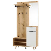 Garderobe NORDIC Eiche Artisan Nachbildung weiß matt B/H/T: ca. 100x200x40 cm NORDIC - Eiche/weiß (100,00/200,00/40,00cm) - WIPMEB
