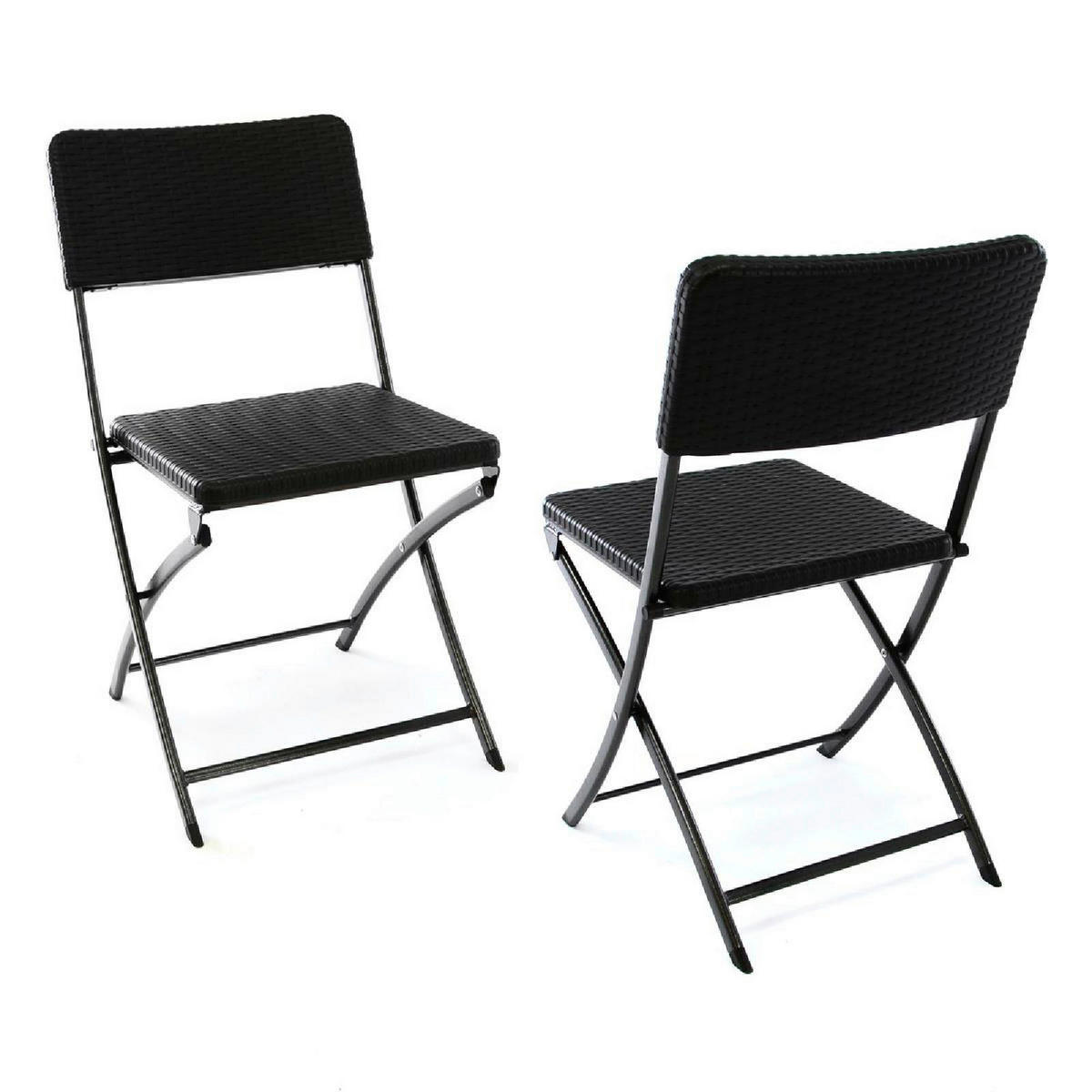 VCM Klappstuhl-Set schwarz Polyrattan B/H/T: ca. 40x80x38 cm Klappstuhlset - schwarz (40,00/80,00/38,00cm) - VCM