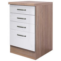 Schubkastenschrank Valero weiß Hochglanz B/H/T: ca. 50x86x60 cm Valero - Eiche/weiß (50,00/86,00/60,00cm) - Flex-Well