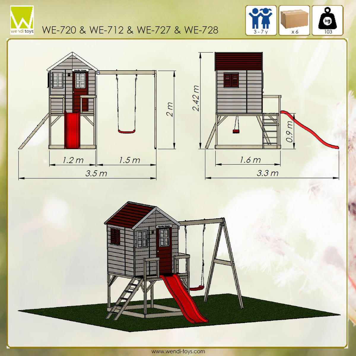 Wendi Toys Spielhaus Elefant natur B/H/L: ca. 350x242x330 cm Elefant - natur (330,00/350,00/242,00cm) - Wendi Toys