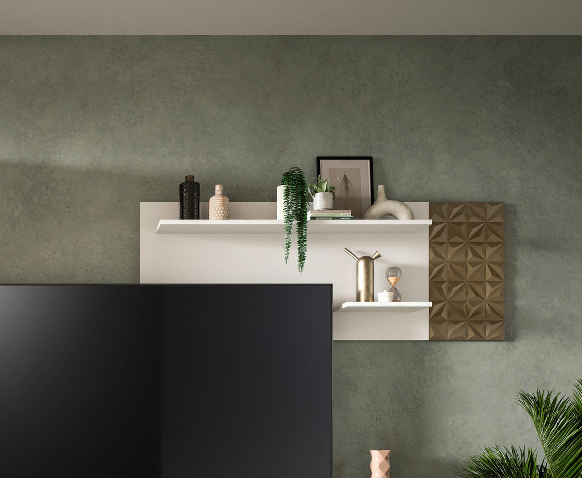 Wandboard Prisma weiß gold Optik B/H/T: ca. 140x53x17 cm Prisma - gold/weiß (140,00/53,00/17,00cm)
