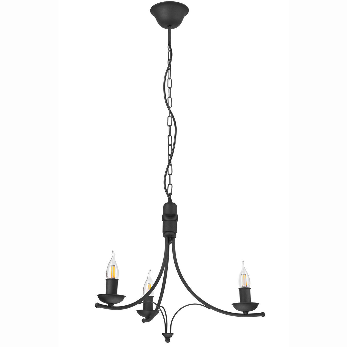 Lamkur Pendelleuchte LUCY 44088 schwarz Stahl H/L: ca. 100x50 cm E14 3 Brennstellen Lucy - schwarz (50,00cm) - Lamkur