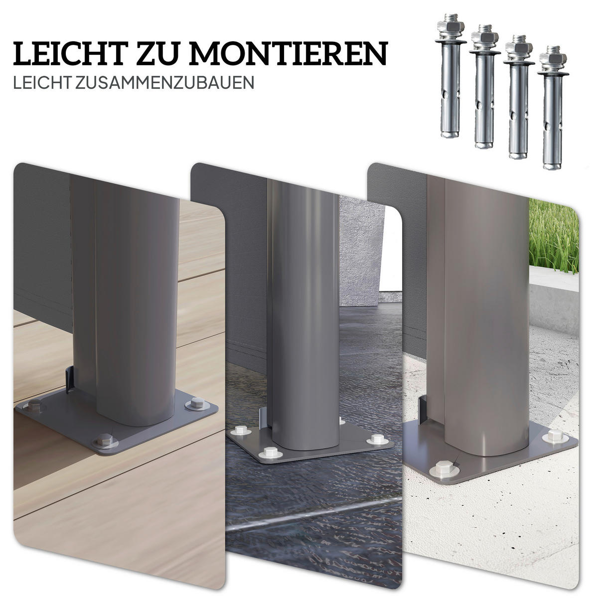 Outsunny Seitenmarkise dunkelgrau Aluminium B/H/L: ca. 1x180x300 cm Seitenmarkise - dunkelgrau (300,00/1,00/180,00cm) - Outsunny