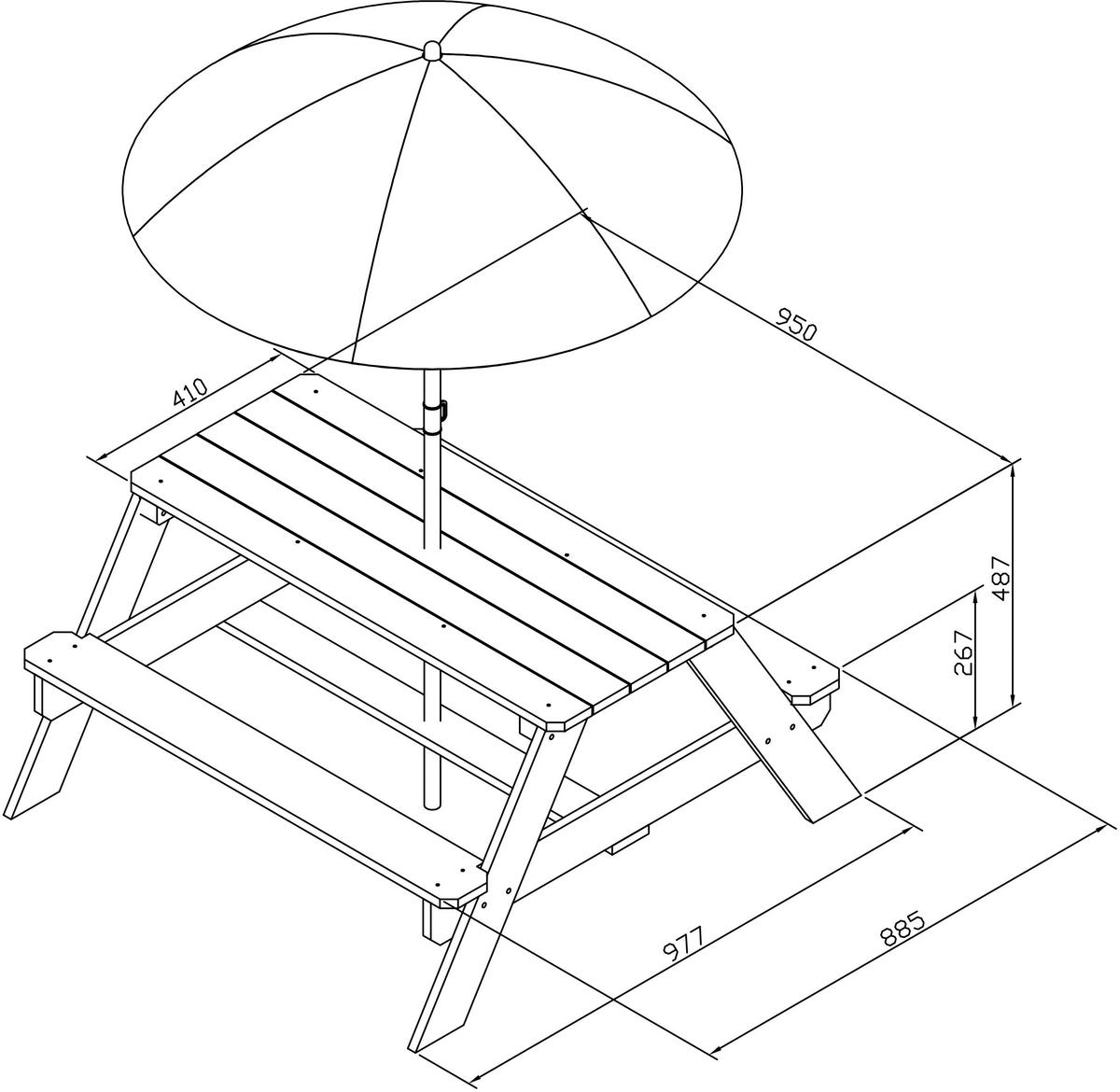 AXI Picknicktisch Nick anthrazit Holz B/H/L: ca. 98x49x95 cm Nick - blau/anthrazit (95,00/98,00/49,00cm) - AXI