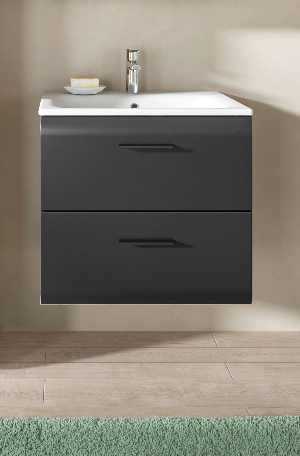 Waschplatz Ice Nox Oak Nachbildung schwarz matt B/H/T: ca. 60x55x46 cm Ice - schwarz (60,00/55,00/46,00cm) - xonox.home
