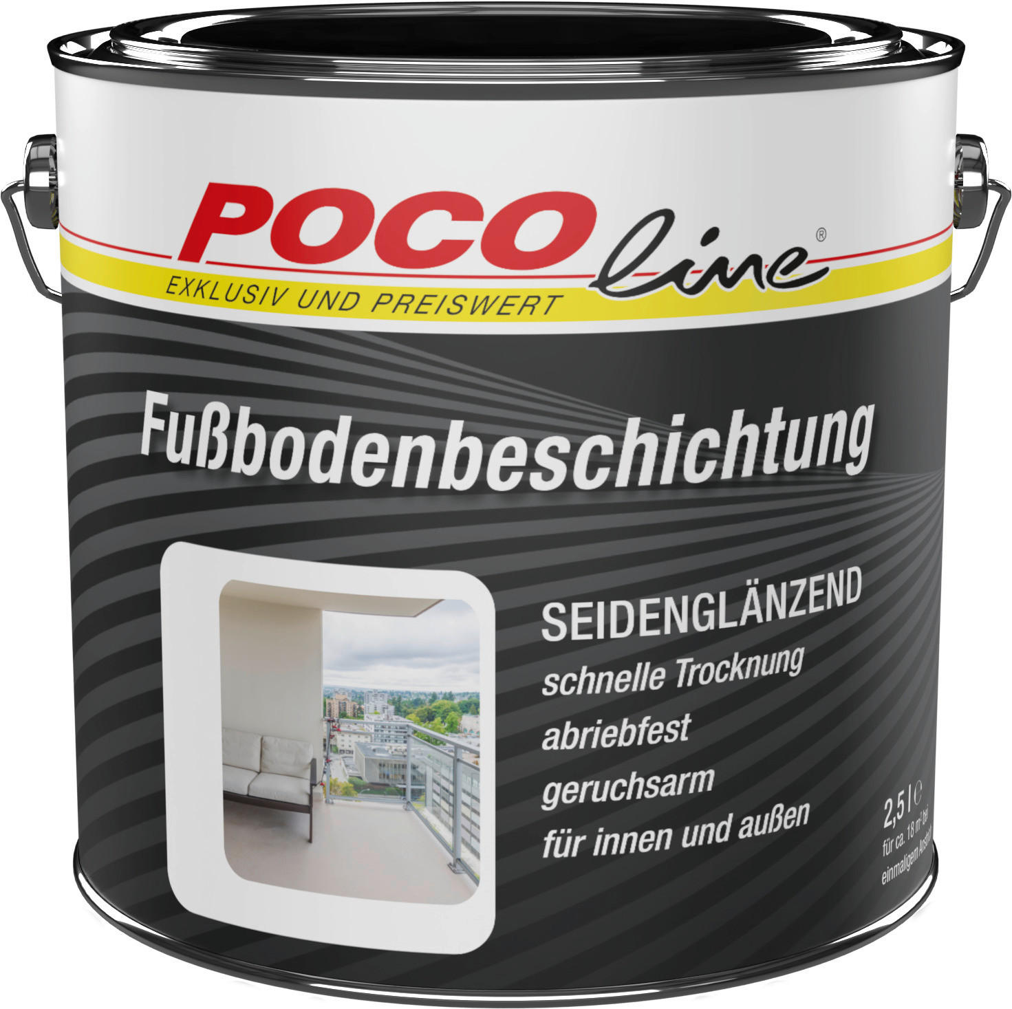 POCOline Fußbodenbeschichtung Silbergrau seidenglänzend ca. 2,5 l Fußbodenbeschichtung 2,5l - Silbergrau (2,50l) - POCOline